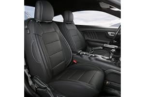 GIANT PANDA Customized Full Set Car Seat Covers Fit Ford Mustang Coupe Hardtop 2015 2016 2017 2018 2019 2020 2021 2022 2023 2024 2025- (Black)