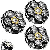 Magnetic 6 Blades Head Shaver Replacement Heads for Many 6D Magnetic Electric Razor,Magnetic 6D Blade Head Compatible with Head Shavers for Bald Men. (3PCS)