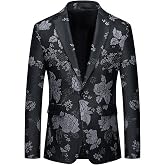 UNINUKOO Mens Blazer Printed Suit Jacket Slim Fit Floral Sport Coat | One Button Notch Lapel Lightweight Paisley Men's Sport Coats &amp; Blazers Luxury Party Wedding Banquet Dinner Blazer Jacket