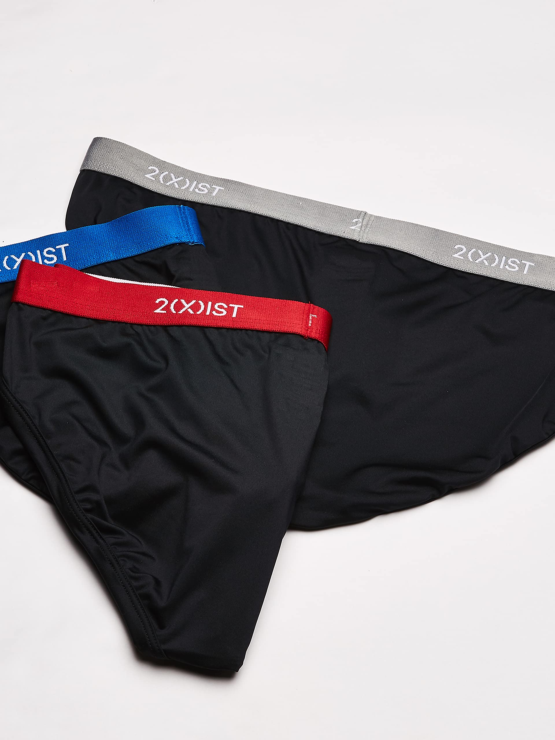 2(X)IST Men's Micro Speed Dri No Show Brief 3Pack,Lapis/Scotts Red