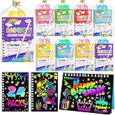 Elover Valentines Day Party Favors for Kids 24 Pack Rainbow Scratch Art Notebook Students Classroom Gifts Bulk for Girls Boys Goodie Bags Stuffers Valentines Day Card for Classroom Exchange