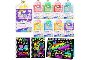 Elover Lot de 24 cadeaux de fête d'anniversaire pour enfants - Arc-en-ciel - Carnet de notes de classe - Fournitures scolaire
