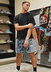 DIOTSR Mens Mesh Paisley Shorts, Casual Retro