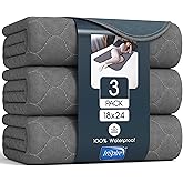 Inspire Underpads | Stain Hiding Gray Reusable Incontinence Bed Pads | Waterproof Mattress Pad | for Adults Babies and Dogs (18 X 24 - 3 Pack)