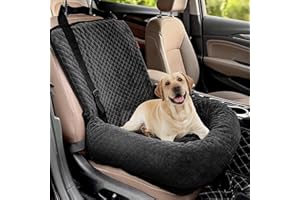 MAGICFOX Dog Car Seat for Small Medium Dogs,Detachable Washable Travel Safety Pet Booster Seat, Comfy Ultra Soft and Multifunctional Car Travel Bed,Black
