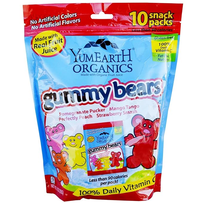 YUMMY EARTH GUMMY BEARS, OG2, FAMILY SZ, 10/.9 OZ Gummy