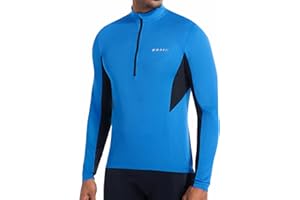 qualidyne Men’s Cycling Jersey Long Sleeve, Quick Dry Moisture-Wicking, UPF 50+, Half Zip Bike Shirt with 3+1 Pockets