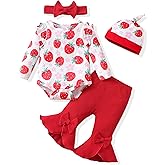 SODLON Newborn Baby Girl Clothes Infant Outfits Clothing Ruffle Romper Bell Bottoms Flared Pants Outfit Sets for Baby Girls