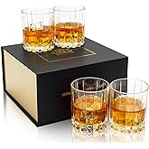 KANARS Crystal Whiskey Glasses, Set of 4 Premium Rocks Glasses in Elegant Gift Box, 10 Oz Old Fashioned Glass Tumblers for Bourbon, Scotch Whisky, Cocktails, Cognac, Liquor Drinking