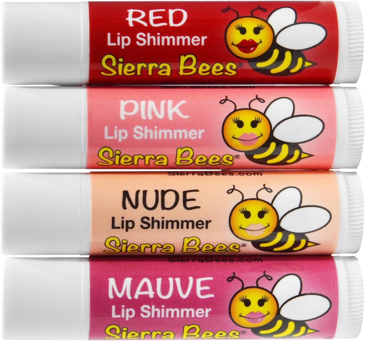 Sierra Bees, Tinted Lip Shimmer Balms, Variety Pack, 4 Pack