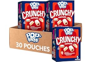 Pop-Tarts Crunchy Poppers Crunchy Filled Snack Pieces, Kids Snacks, On-the-Go, Frosted Strawberry Crunch (6 Boxes, 30 Pouches)