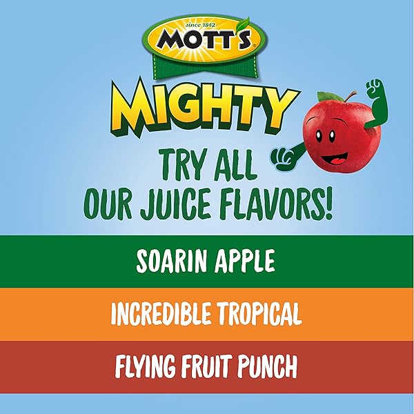 MOTT’S MIGHTY FLYING FRUIT PUNCH JUICE DRINK, 8 FL OZ BOTTLES, 24 COUNT (4 PACKS OF 6), 100% FRUIT JUICE WITH PURIFIED WATER, VITAMINS A, C AND E, NO ARTIFICIAL FLAVORS, COLORS OR SWEETENERS