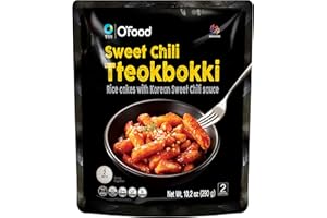 C O'Food Sweet Chili Tteokbokki, Gluten-Free Korean Rice Cakes, Authentic Spicy Korean Street Food Snack, Perfect with Cheese and Ramen Noodles, Ready to Eat, No MSG, No Corn Syrup, Pack of 1