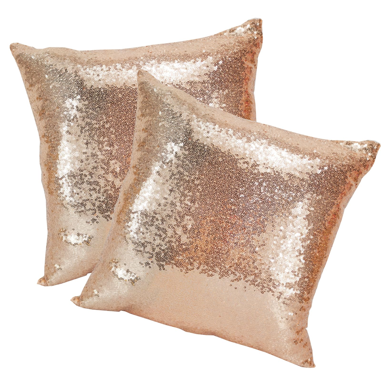 SwirlColor Sequins Pillow Case Champagne Glitter Cushion Cover Square Throw Pillowcase for Home Decor Cafe 40x40cm/15.7x15.7inch 2pcs