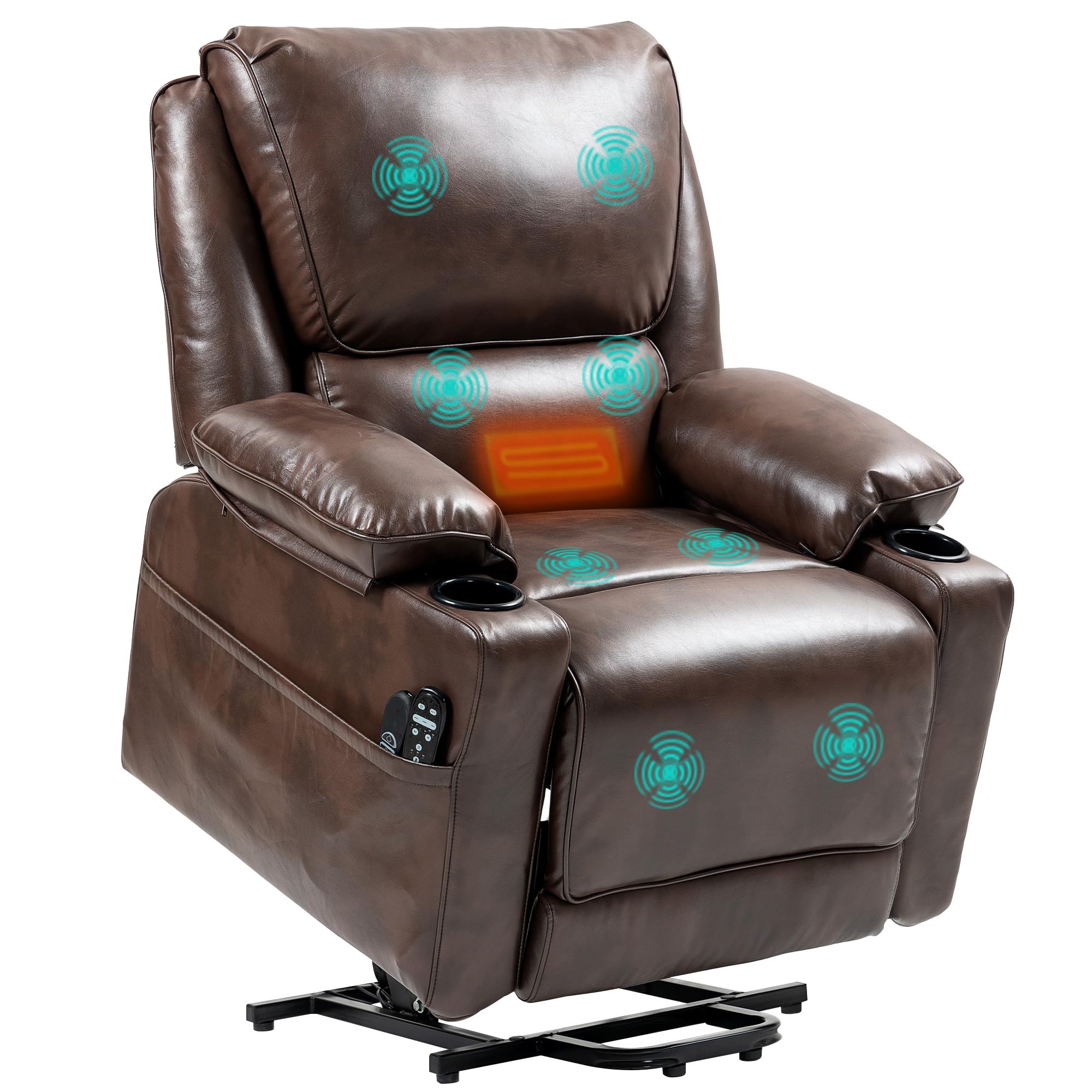 HOMCOM Power Lift Recliner Chair Sofa with Vibration Massage and Heat ...