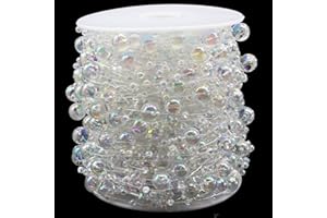 Rydowenna 99 Feet Christmas Tree Beaded Garland Strand 3-8mm Artificial Pearls String Beads Chain for DIY Crafts, Wedding, and Party Decoration