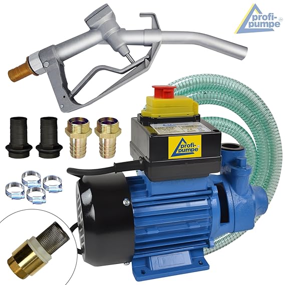 Amur Dieselpumpe Ölpumpe Heizölpumpe Profi-600, 230V Elektro FASS-Pumpe mit Schlauch, Aluminium Zapfpistole und QUALITATIV-HO