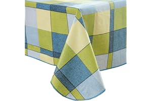 LIBERECOO Vinyl Tablecloth with Flannel Backing, Picnic Table Cover, Sunflower Flannel Backed Plastic Table Cloth Rectangle Table for Indoor & Outdoor (Scottish Checkered, 60 x 84 Inch)