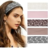 Aranya 5-Pack Boho Floral Headbands for Women, Jacquard Pattern | 5-piece floral jacquard pattern set; coordinated colors for boho and daily outfit styling.