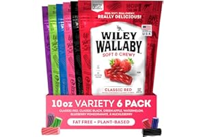 Wiley Wallaby Licorice 10 Ounce Classic Gourmet Australian Style Soft & Chewy Licorice Candy Variety Pack Twists, 6 Pack