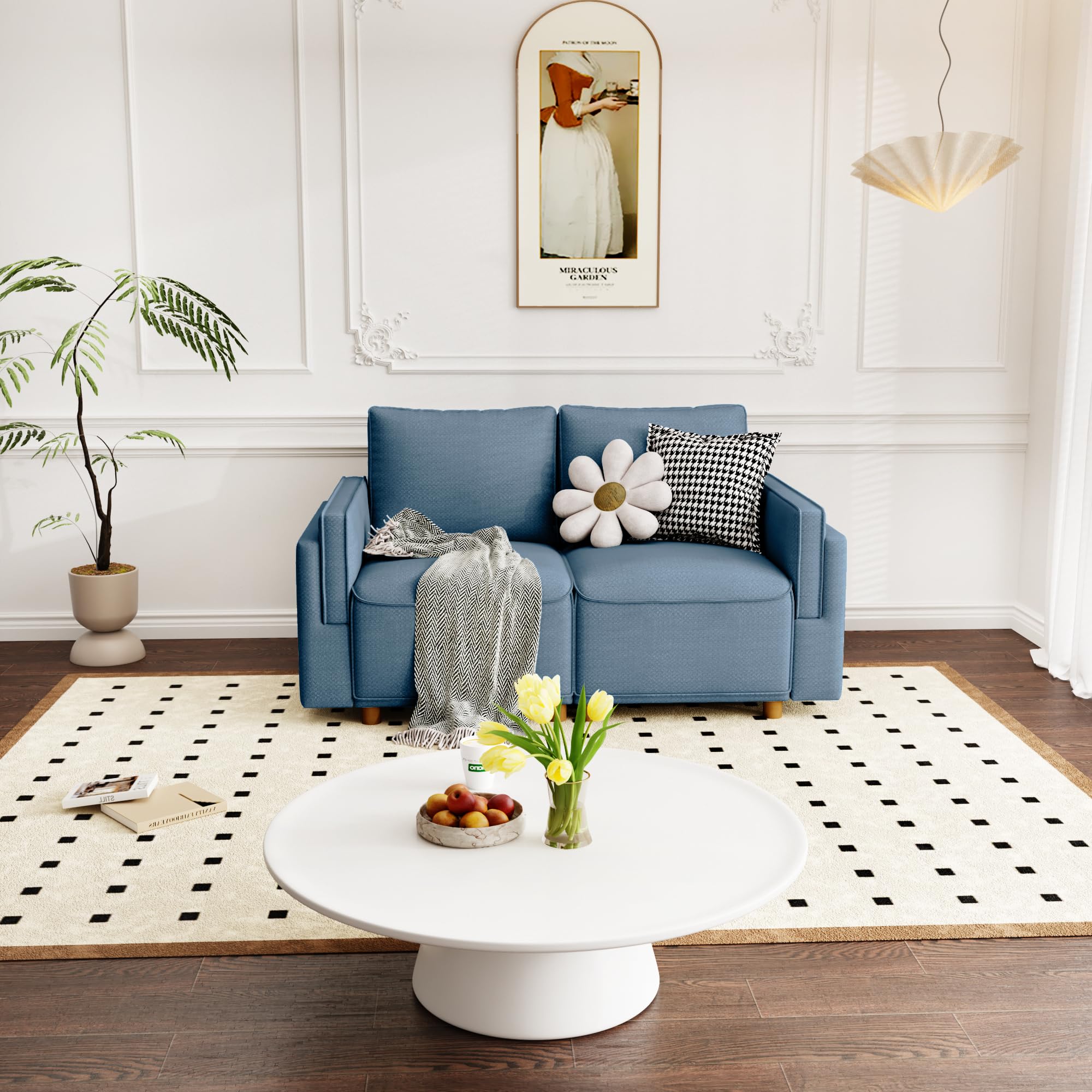 Photo 1 of ***(PART ONLY -SELLING AS PART ONLY AS IS)*** 
SILKIR Sectional Couches for Living Room Modular Couch Loveseat Sofa with Wooden Legs Comfy Sofa for Apartment,Bedroom,Office, Blue ONLY HALF OF COUCH, ONE SEAT