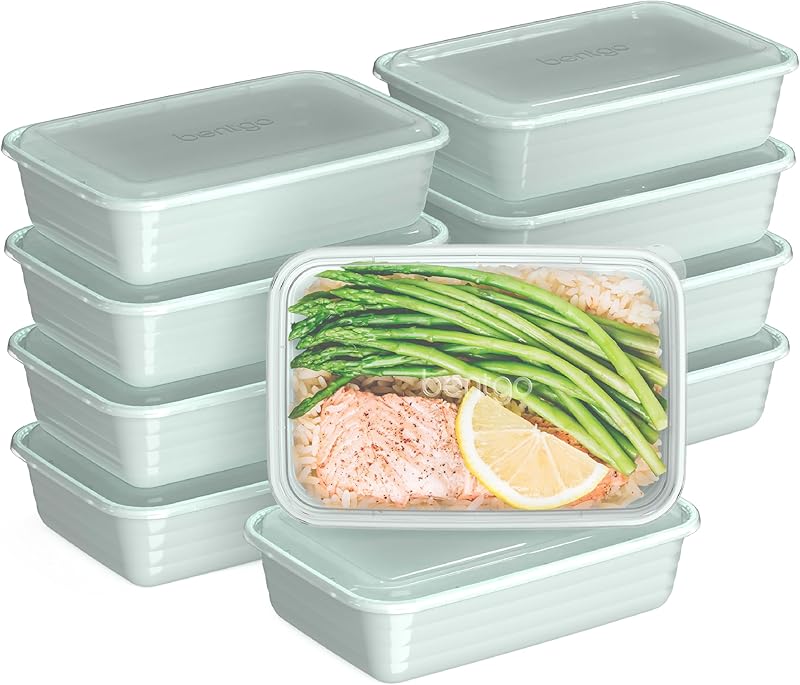 Bentgo Prep - 20-Piece 1-Compartment Reusable Meal Prep Containers with Lids, PFAS & BPA Free Materials, Durable, Microwave, Freezer, & Dishwasher Safe To Go Food Storage (Mint)