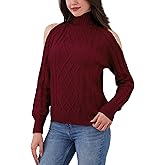 LemonGirl Women's Knit Pullover Sweater Strapless Half High Neck Loose Fit Long Sleeves Casual Comfort Autumn Winter Fashion