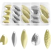 Spinner Blades for Lure Making Kit,50pcs Colorado Willow Blades Easy Spin Spinnerbait Blades Spoons DIY Fishing Lures Accessories for Spinner Baits Walleye Rig Making