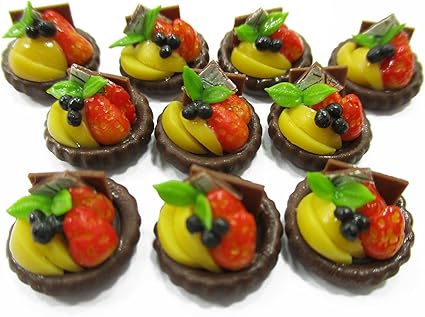 Amazon Com Dollhouse Miniatures Lot 10 Mini Mixed Fruit Tart Cake