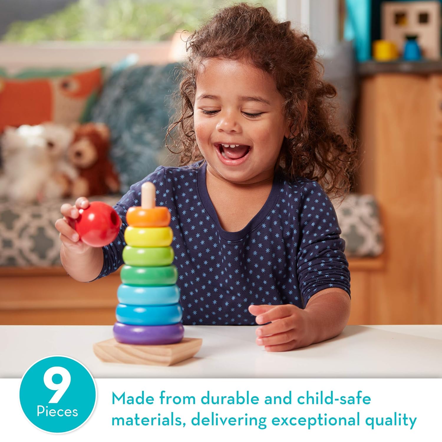 Melissa & Doug Rainbow Stacker Classic Wooden Toy Playset Stacking Ring