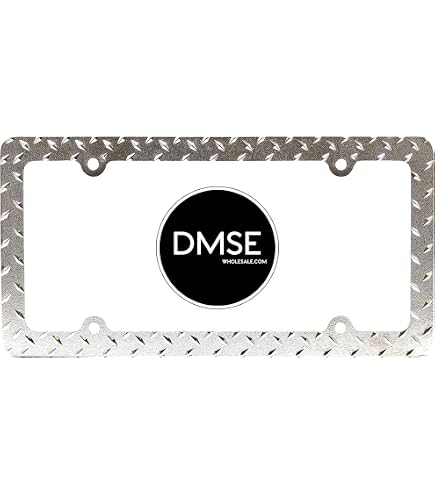 Universal Heavy Duty License Plate Frames - Diamond Plate With Barbed Wire Design, Set Of 2 With Screw Caps - View #2