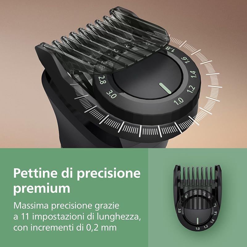 Rifinitore All-in-one Multigroom Serie 7000 16 in 1 - Rifinitore per barba, capelli e corpo, lame autoaffilanti interamente in metallo, 21 impostazioni di lunghezza (0,5-16 mm), MG7931/15