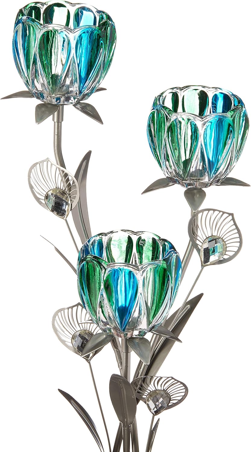 Triple Peacock Bloom Candleholder (Pack of 1 EA): Home & Kitchen
