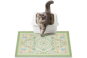 Hedgeink Washable Cat Litter Mat 28"x20" with Non-slip Bottom Waterproof Litter Box Mat Easy to Clean Litter Trapping Mat for Kitty