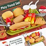 BUYGER Pretend Play Food Set for Kids Take Apart Hamburger Burgers with Tray view 4