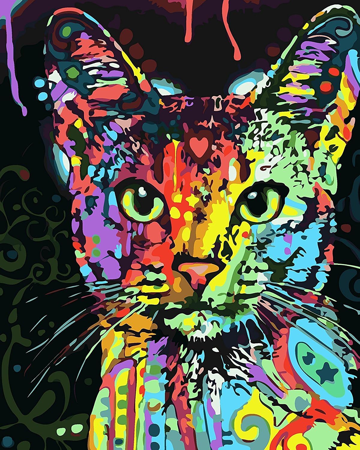 Paint by Numbers for Kids & Adults, Komking DIY Painting Paint by Number Kits on Canvas, Colorful Cat 16x20inch