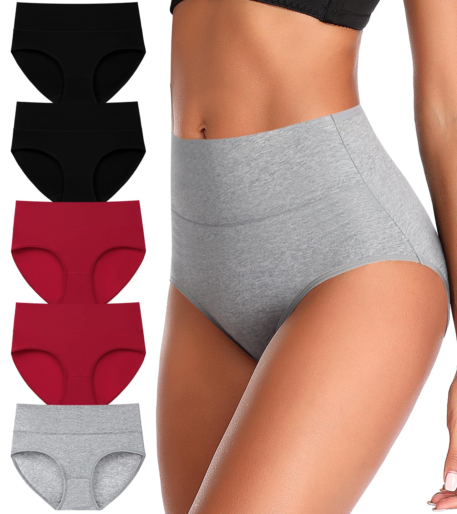Photo 1 of **Only Two**ASIMOON High Waisted Underwear for Women Tummy Control Cotton Postpartum Panties Support Shaping Butt Lift Briefs Pack L