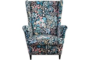 KRFOONN Wingback Chair Covers Slipcovers 2 Piece Stretch Wing Chair Covers Spandex Slipcovers Wingback Sofa Covers Armchair Covers Non-Slip Furniture Protector for Living Room Wingback Chairs, 25