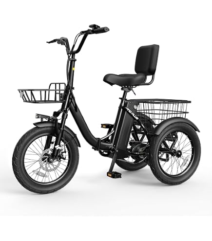trike elektrofahrrad Hopepeak T10 Electric Bike, 1200W Brushless Motor Folding Trike Ebike, 48V 13AH Removable Battery, Step-Thru 3 Wheel Electric Bicycle, Up to 55 Miles, 18MPH, 18X3 Tire Tricycle for Adults Size:Regular Long Distance 500 Electric Features a 48V 500W BK20-39