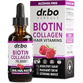Liquid Biotin and Collagen Drops - Liquid Collagen Biotin for Hair Growth Women &amp; Men Peptides Vitamin Supplements Drink - Extra Strength Vitamins Skin, Nails, Hair Growth Drops for Women &amp; Men 2oz