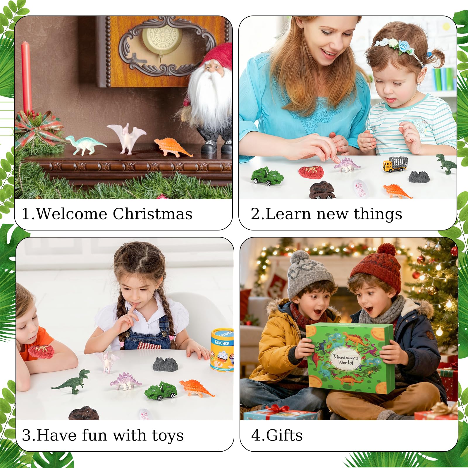 Calendario de adviento 2025 para niños, calendario de cuenta atrás de dinosaurios, calendario de adviento de Navidad para niños, furgoneta de dinosaurios, coche de dinosaurios, mini dinosaurio, para