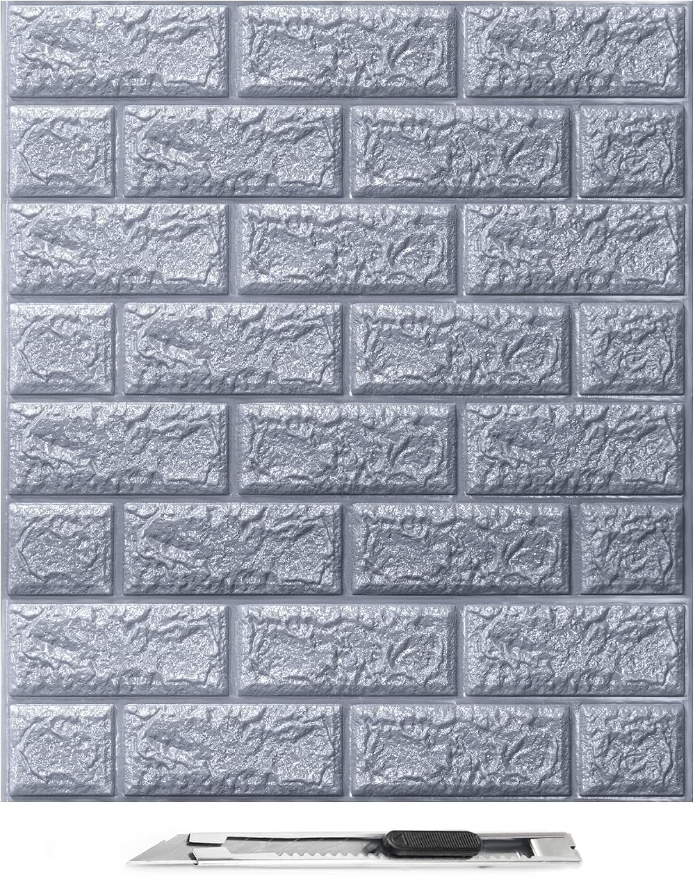 Art3d 10Pcs 3D Brick Wallpaper Grey Peel and Stick Waterproof Panels 14.5 Sq Ft