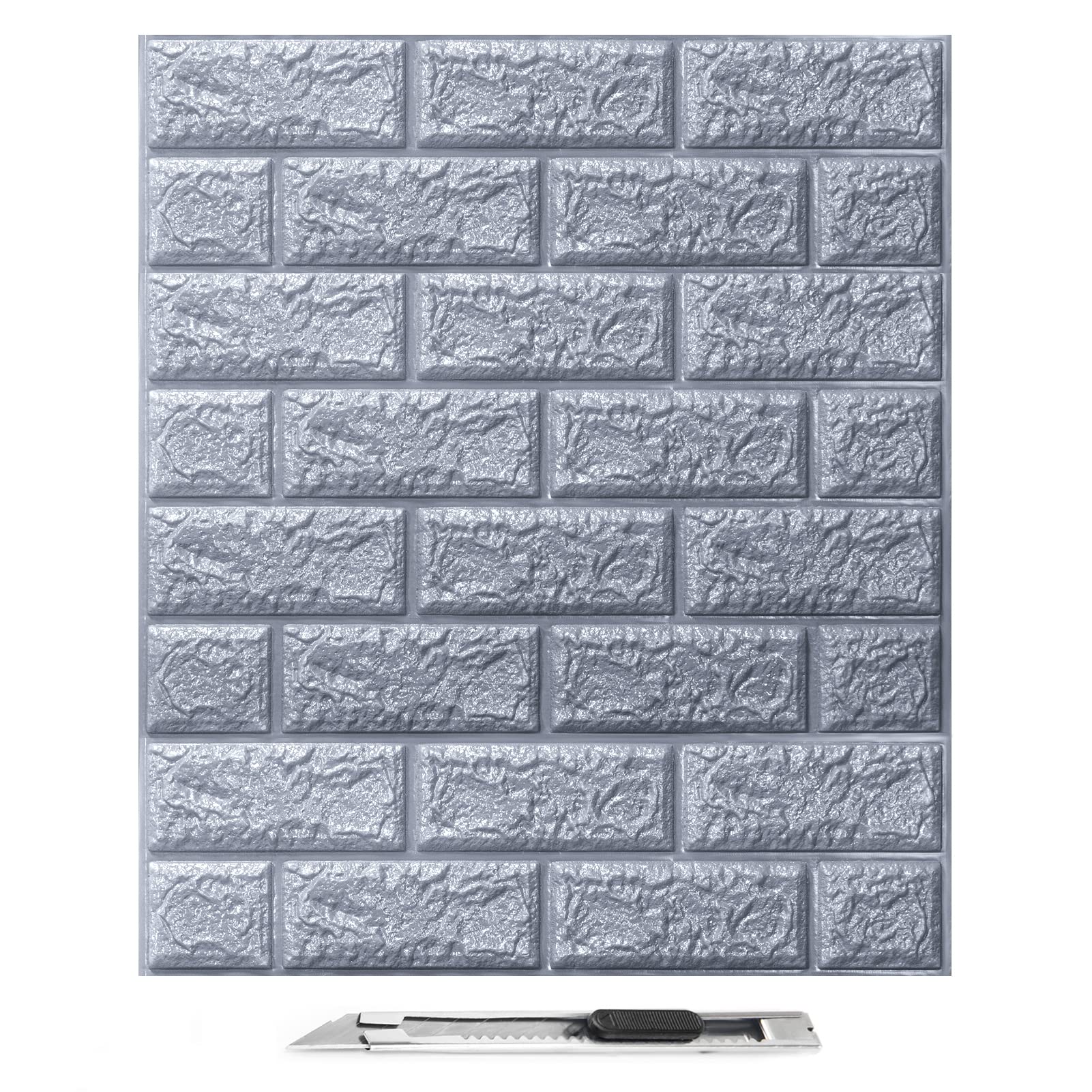 Art3d 10Pcs 3D Brick Wallpaper in Grey, Faux Foam Brick Wall Panels Peel and Stick, Waterproof for Bedroom, Living Room, and Kitchen Decor (14.5 Sq.Ft)