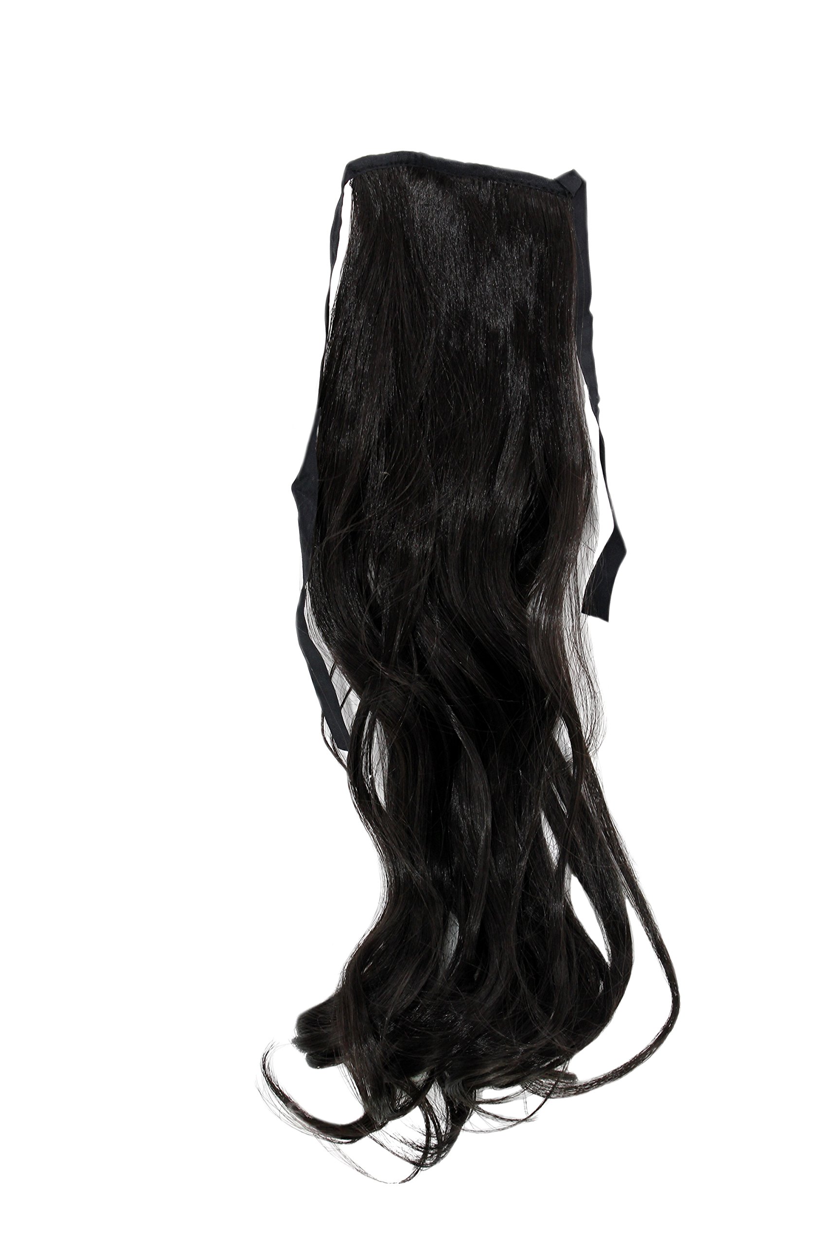 WIG ME UP - YZF-TC18-4 Hairpiece Pontail Pigtail extension slim light wavy comb and ribbon dark brown