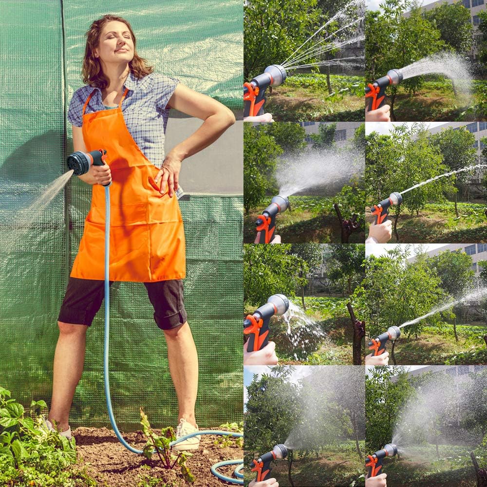 ACCENTER Water Hose Nozzle Water Spray Nozzle Heavy Duty Plastic Garden Hose Nozzle with 8 Patterns of Spray Perfect for Watering Plants Lawns,Washing Cars,Showering Dogs Orange: Home Improvement