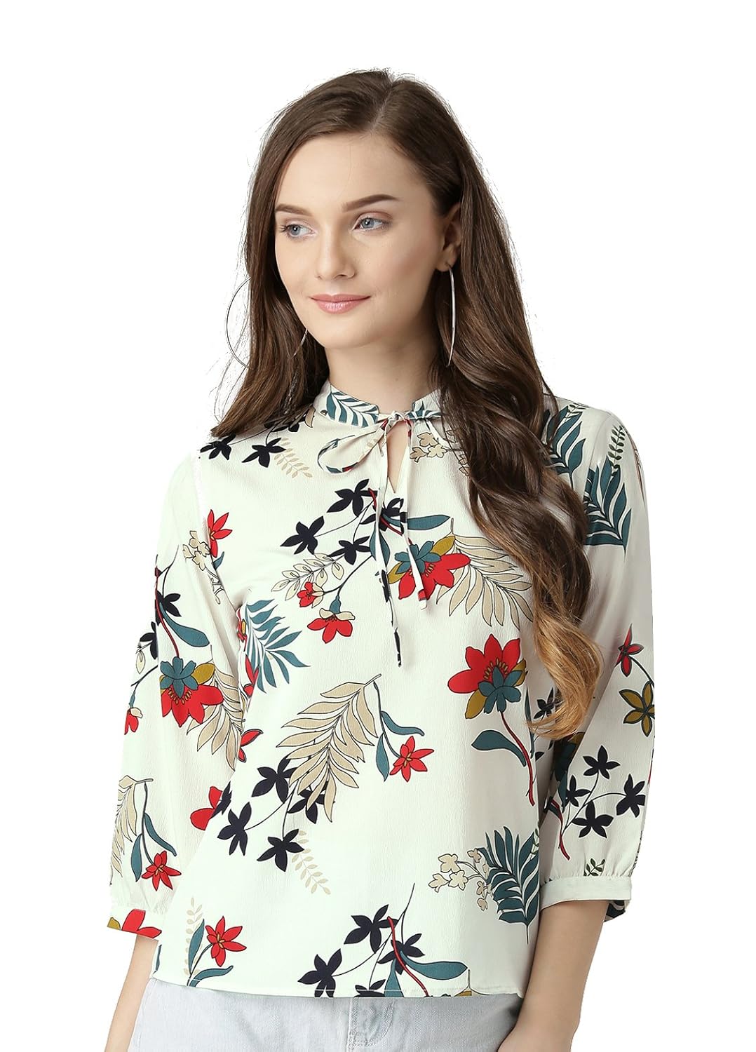 marie claire women off white printed top (mc747a)