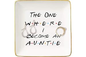 TOPTHINK The One Where I Become An Auntie-Friends TV Shower Gift- Ceramic Jewelry Holder Ring Dish Trinket Tray – Baby Reveal Gifts For Aunt Sister Best Friends - New Aunt To Be - Pregnancy Announcement Gift