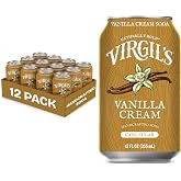 Virgil's Handcrafted Vanilla Cream Soda, Pack of 12 (12 fl oz Cans each) | Caffeine-Free Vanilla Cream Soda with Cane Sugar &amp; Natural Flavor, No Artificial Flavors &amp; Preservatives, Vegan &amp; Gluten Free