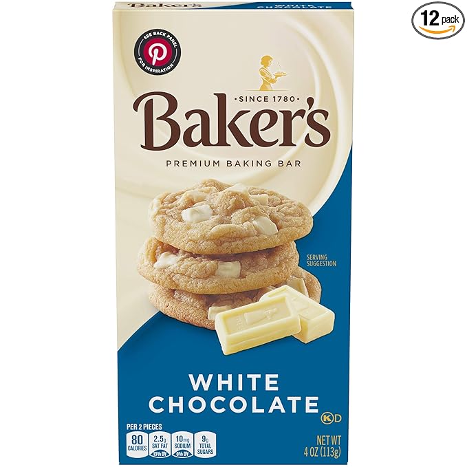 Amazon Com Baker S Premium White Chocolate Baking Bar 4 Oz Bars