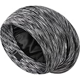 LULUSILK Mulberry Silk Bonnet for Sleeping Women &amp; Men, Assorted Dark Grey | No More Frizzy Tangled Hair, Real Silk Lined Sleep Cap for Curly, Stay On All Night Silk Hair Wrap with Adjustable Strap